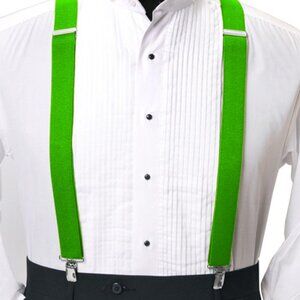 Suspenders - Men's/ Unisex - Bright/ Neon Green / Silver Clips- NWT
